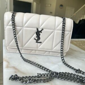 Yves Saint Laurent White Quilted Crossbody Bag